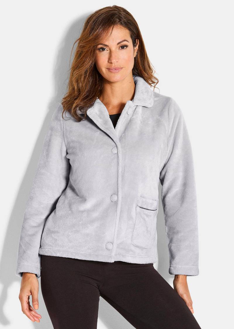 Fleecejacke mit großen Knöpfen - grau - Gr. 52 von Goldner Fashion von Goldner Fashion