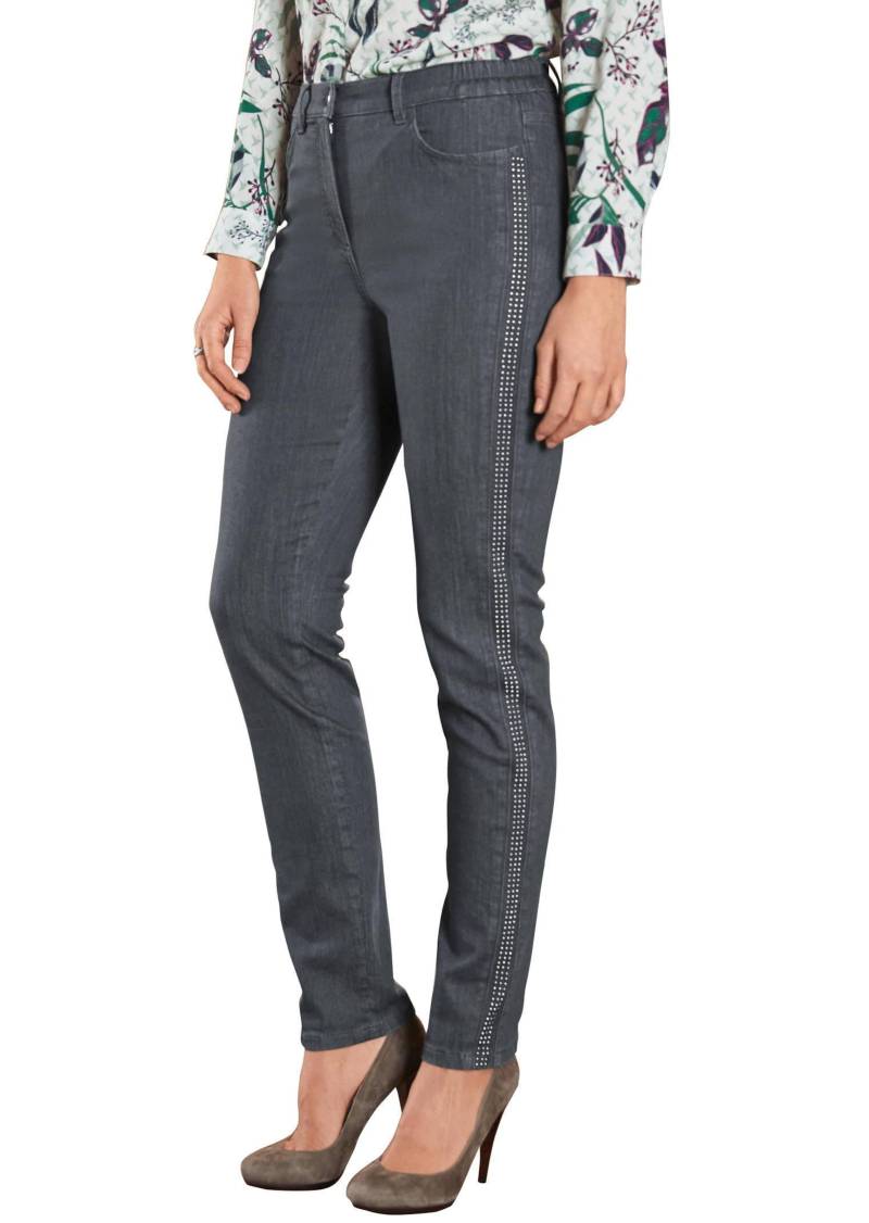 Formstabile Hose mit vielen Glanzdetails - grau - Gr. 26 von Goldner Fashion von Goldner Fashion