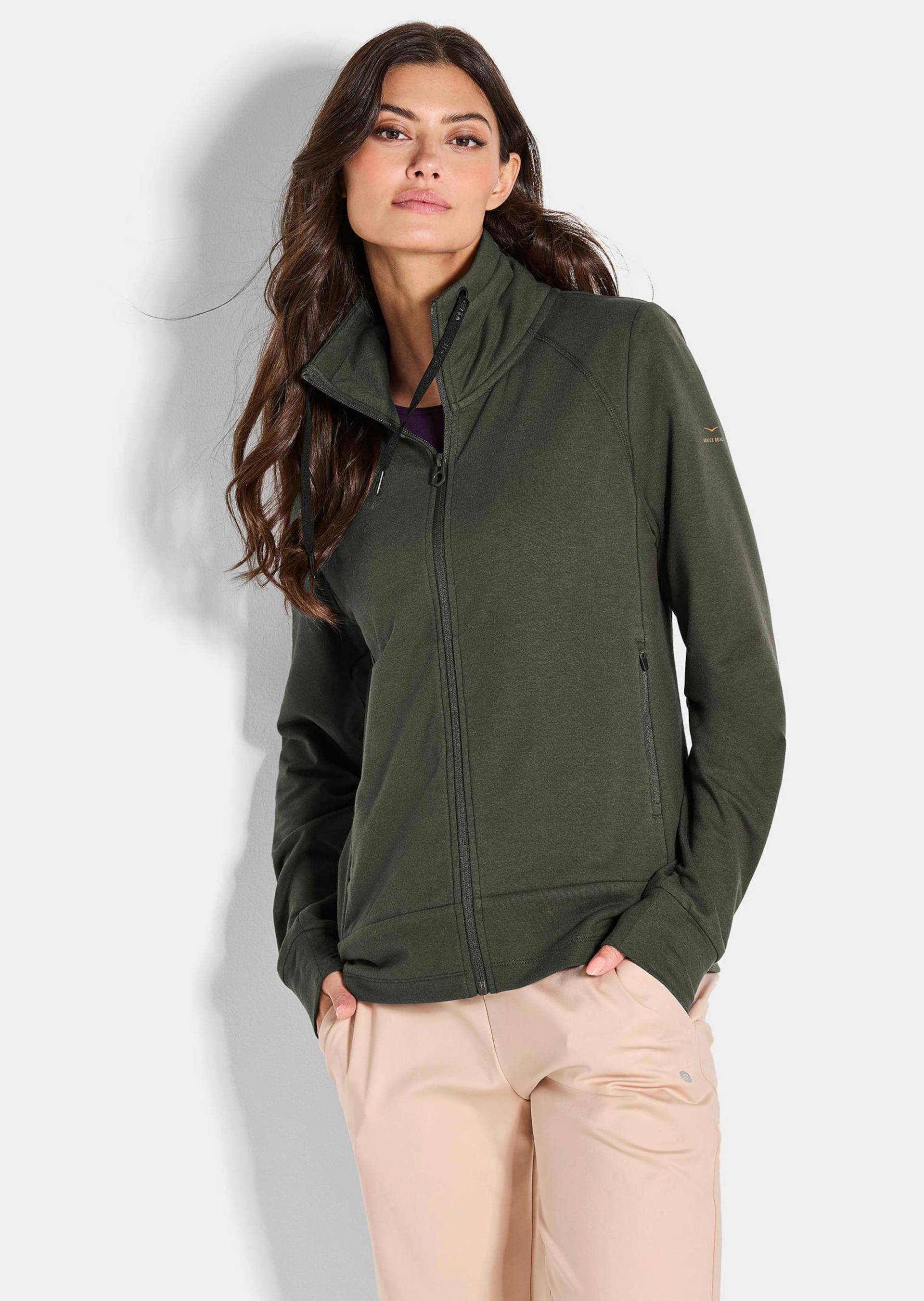 Freizeitjacke in Sweat-Qualität - khaki - Gr. XS von Goldner Fashion Freizeitjacke in Sweat-Qualität - khaki - Gr. XS von Goldner Fashion von Goldner Fashion