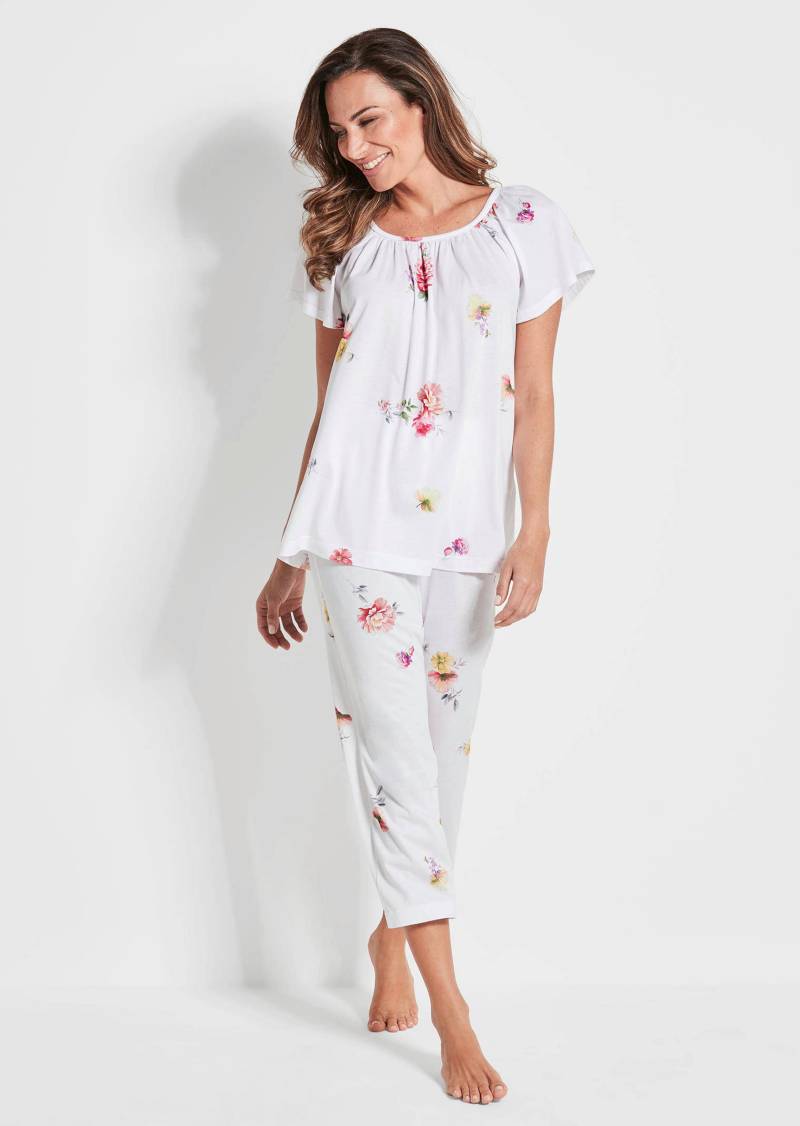 Halbarm-Pyjama mit Blütendruck - weiß / bunt / gemustert - Gr. 42 von Goldner Fashion von Goldner Fashion