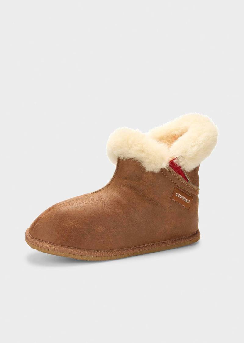 Lammfell-Hausschuhe mit hohem Schaft - cognac - Gr. 42 von Goldner Fashion von Goldner Fashion