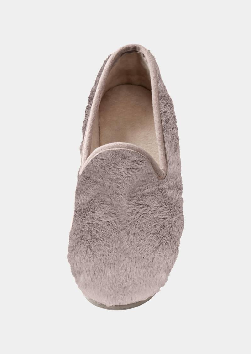 Plüsch-Hausschuhe mit rutschfester Sohle - taupe - Gr. 41 von Goldner Fashion von Goldner Fashion