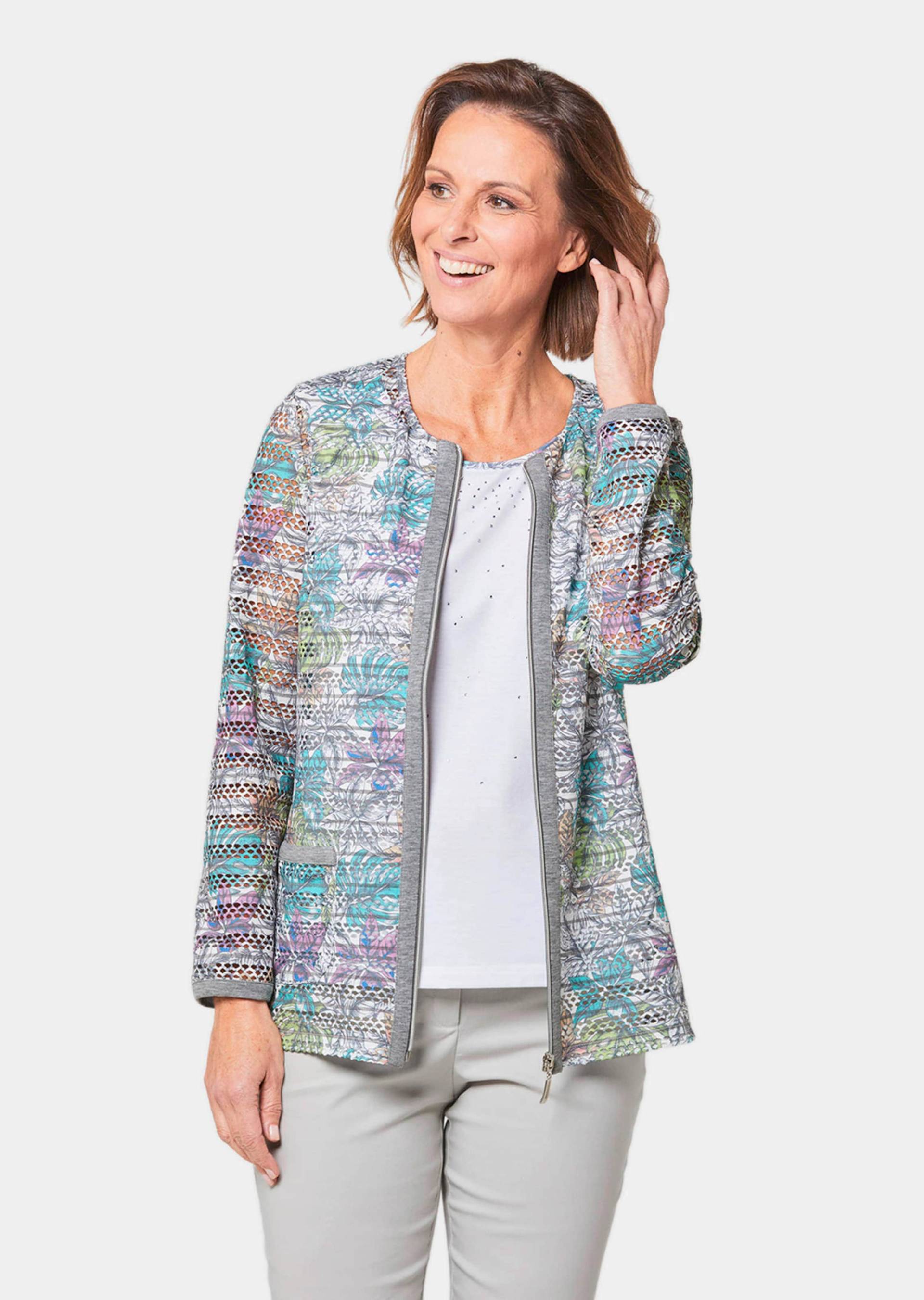 Hautschmeichelndes Shirt-Set - graugrün / rosé / gemustert - Gr. 21 von Goldner Fashion von Goldner Fashion