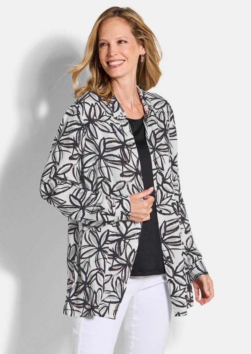 Hemdbluse aus reiner Viskose - weiß / schwarz / gemustert - Gr. 38 von Goldner Fashion von Goldner Fashion