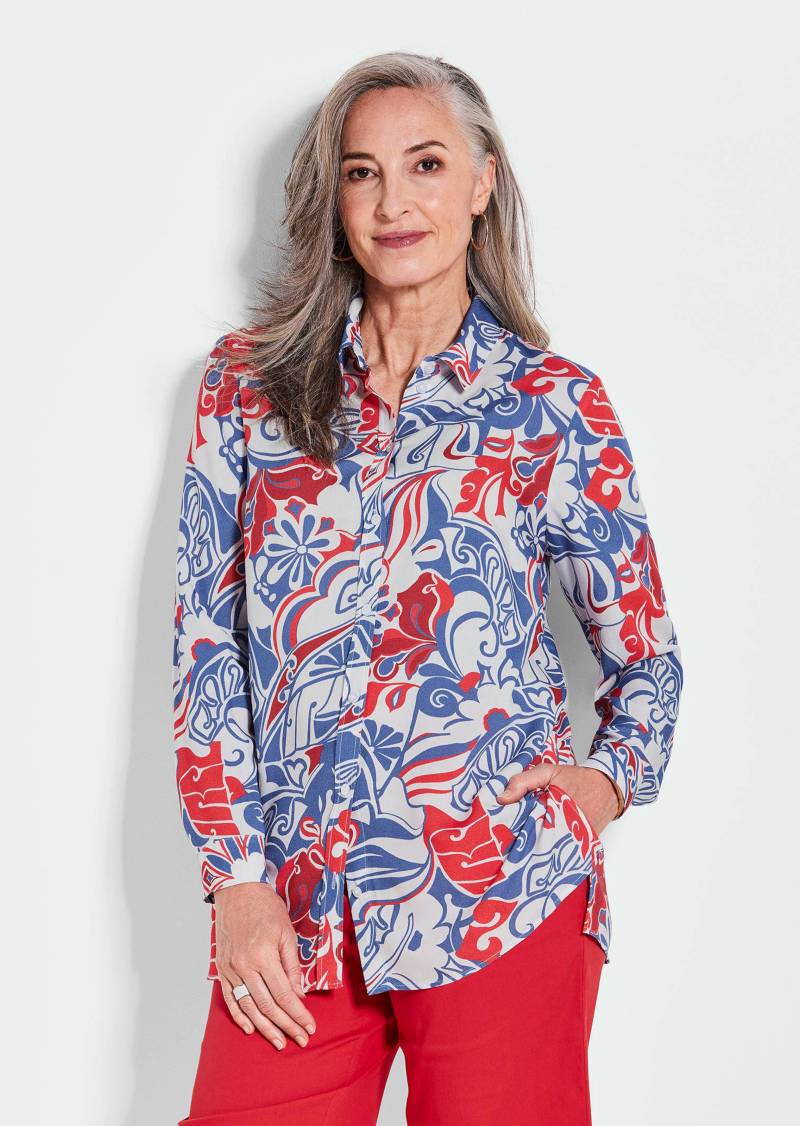 Hemdbluse mit Alloverdruck - rot / blau / gemustert - Gr. 23 von Goldner Fashion von Goldner Fashion