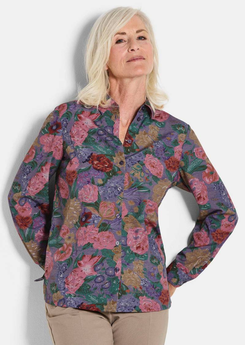 Hemdbluse mit Blumenmuster - flieder / gemustert - Gr. 23 von Goldner Fashion von Goldner Fashion