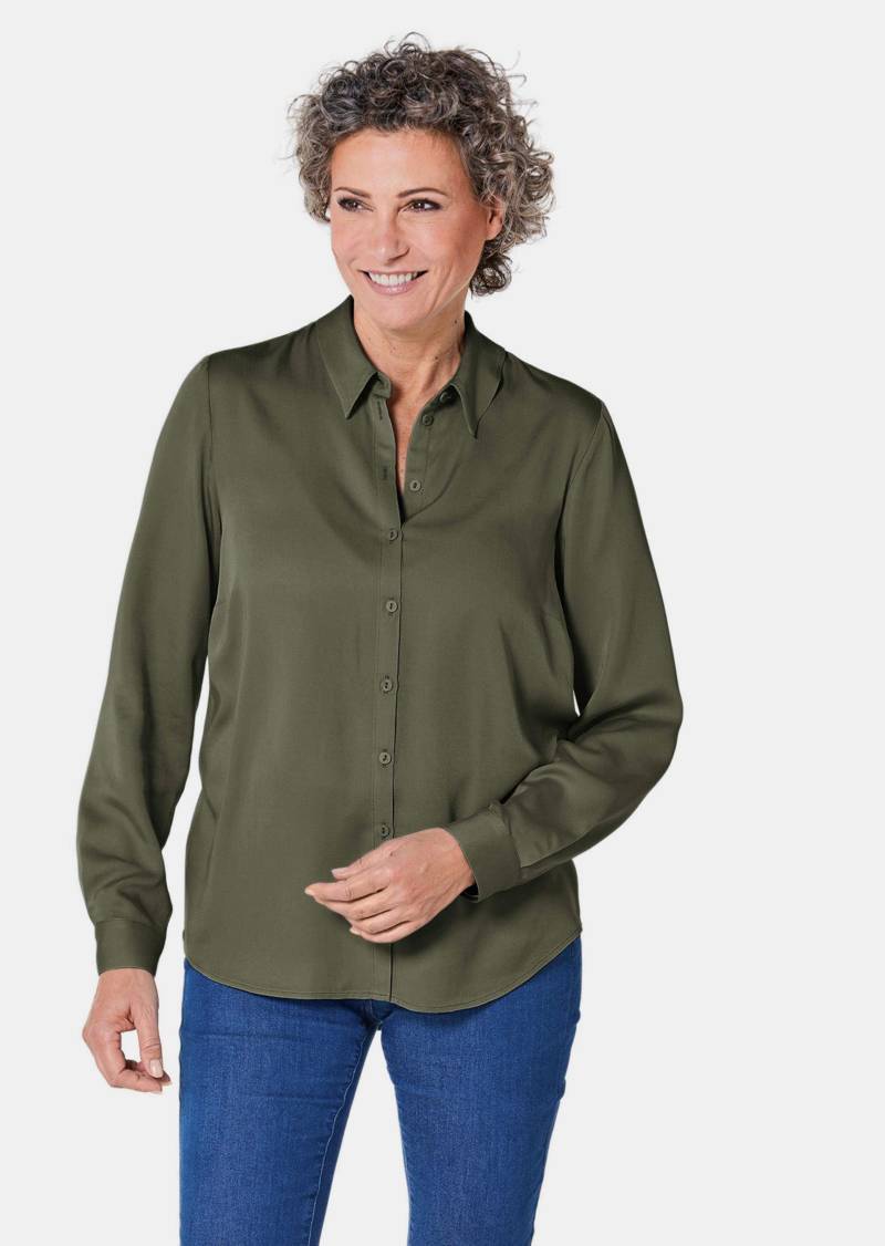Hemdbluse mit durchgehender Knopfleiste - khaki - Gr. 42 von Goldner Fashion von Goldner Fashion