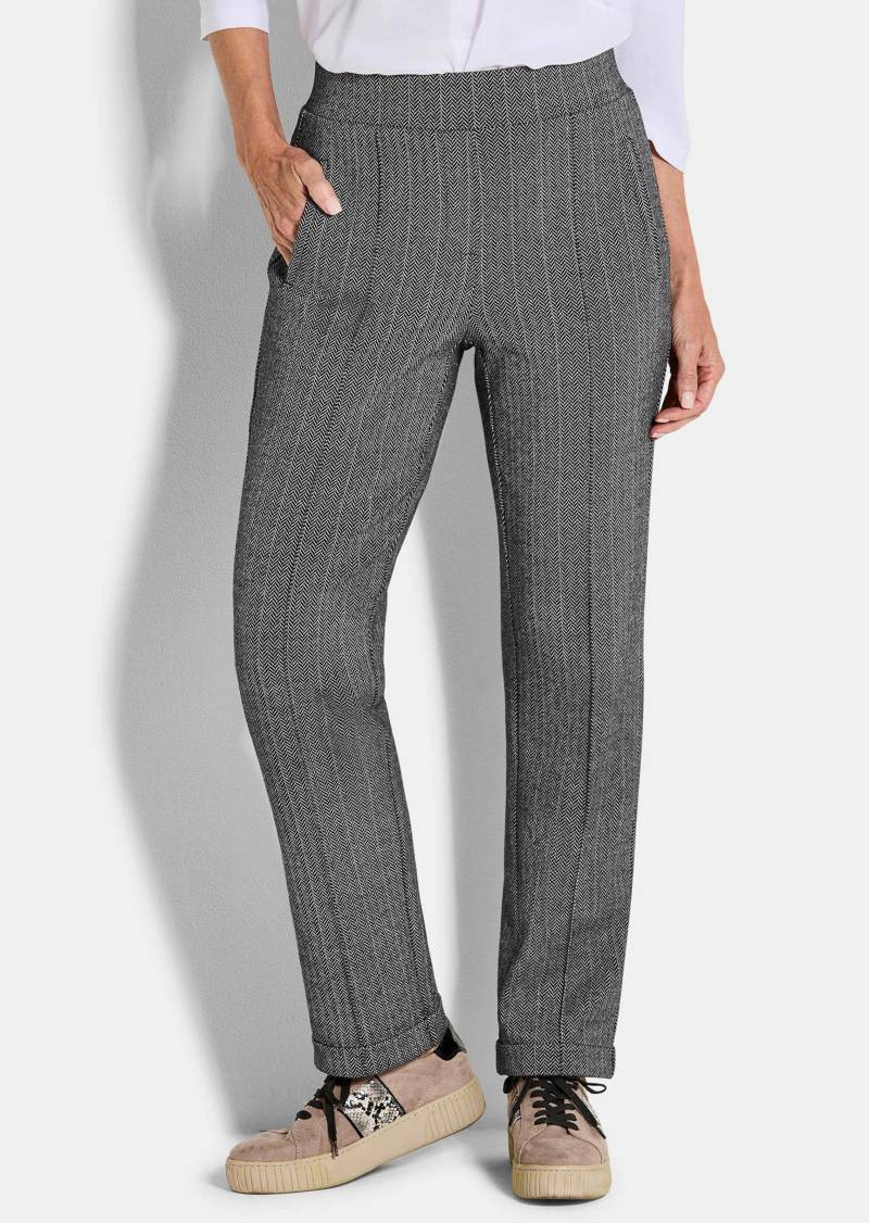 Hose CARLA mit Fischgrätmuster - schwarz - Gr. 20 von Goldner Fashion von Goldner Fashion