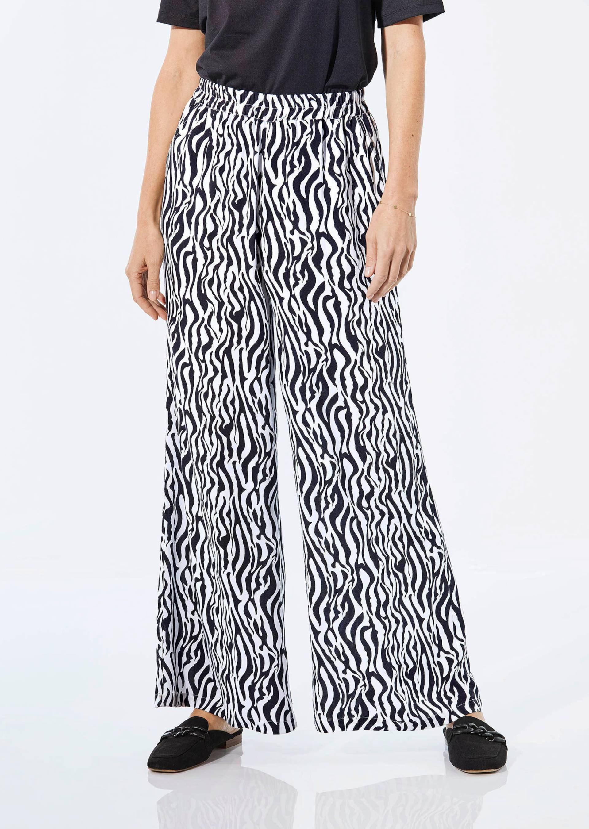 Hose mit weitem Bein - schwarz / weiß / gemustert - Gr. 225 von Goldner Fashion von Goldner Fashion