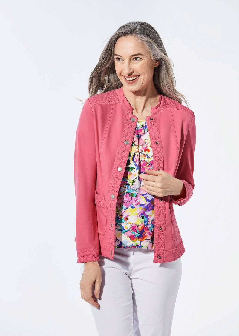 Jeansjacke mit Lochspitze - pink - Gr. 48 von Goldner Fashion von Goldner Fashion