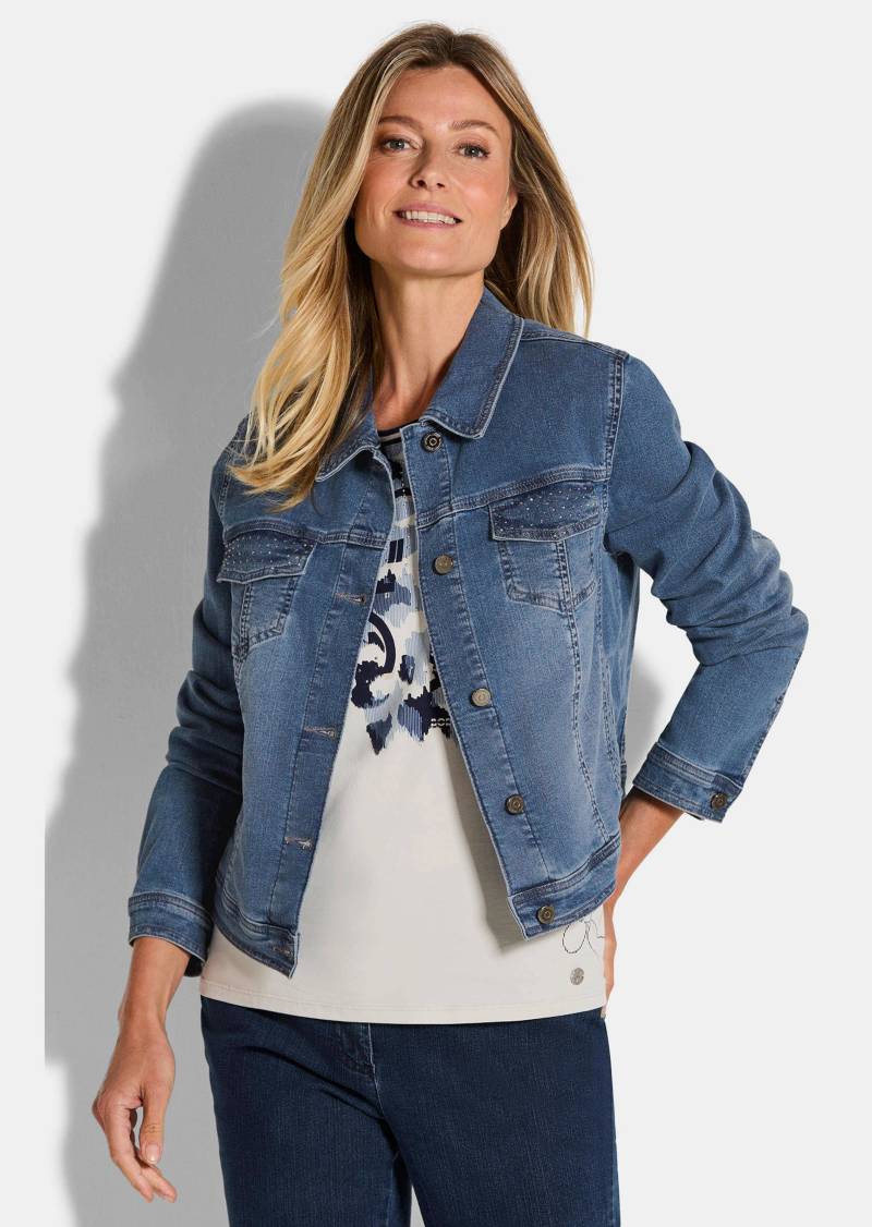 Jeansjacke mit Ziersteinchen - blau - Gr. 46 von Goldner Fashion von Goldner Fashion