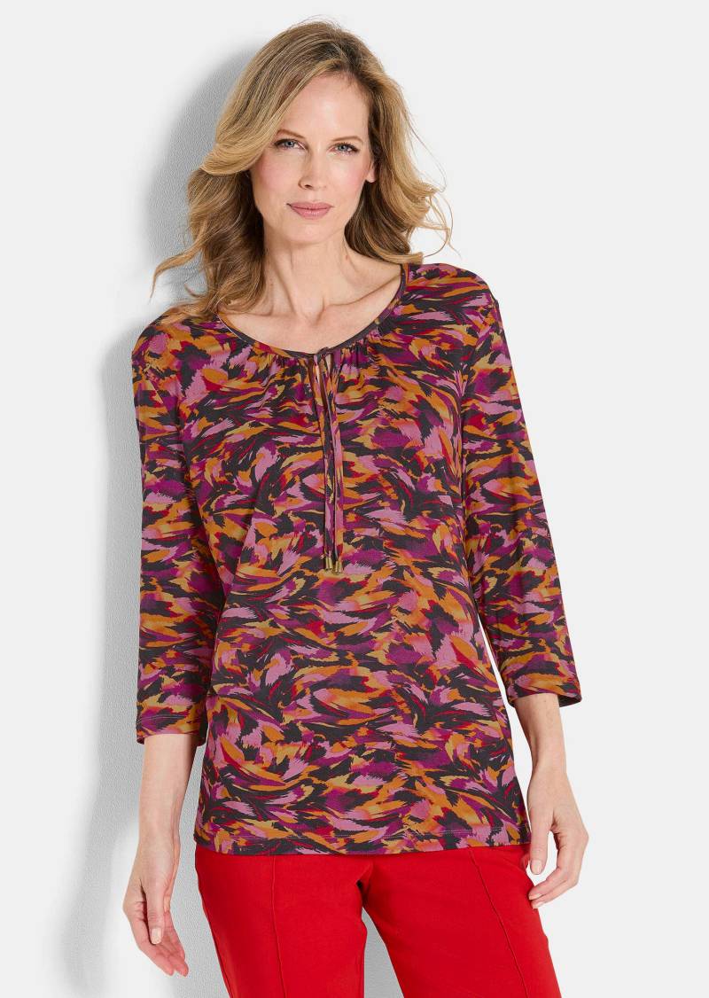 Jersey-Shirt mit Bindebändern - rot / gemustert - Gr. 50 von Goldner Fashion von Goldner Fashion