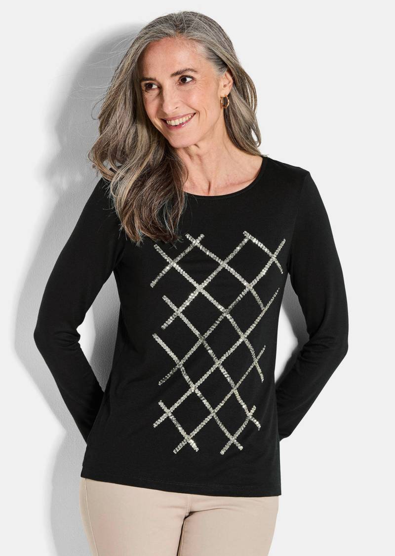 Jersey-Shirt mit Pailletten - schwarz - Gr. 50 von Goldner Fashion von Goldner Fashion