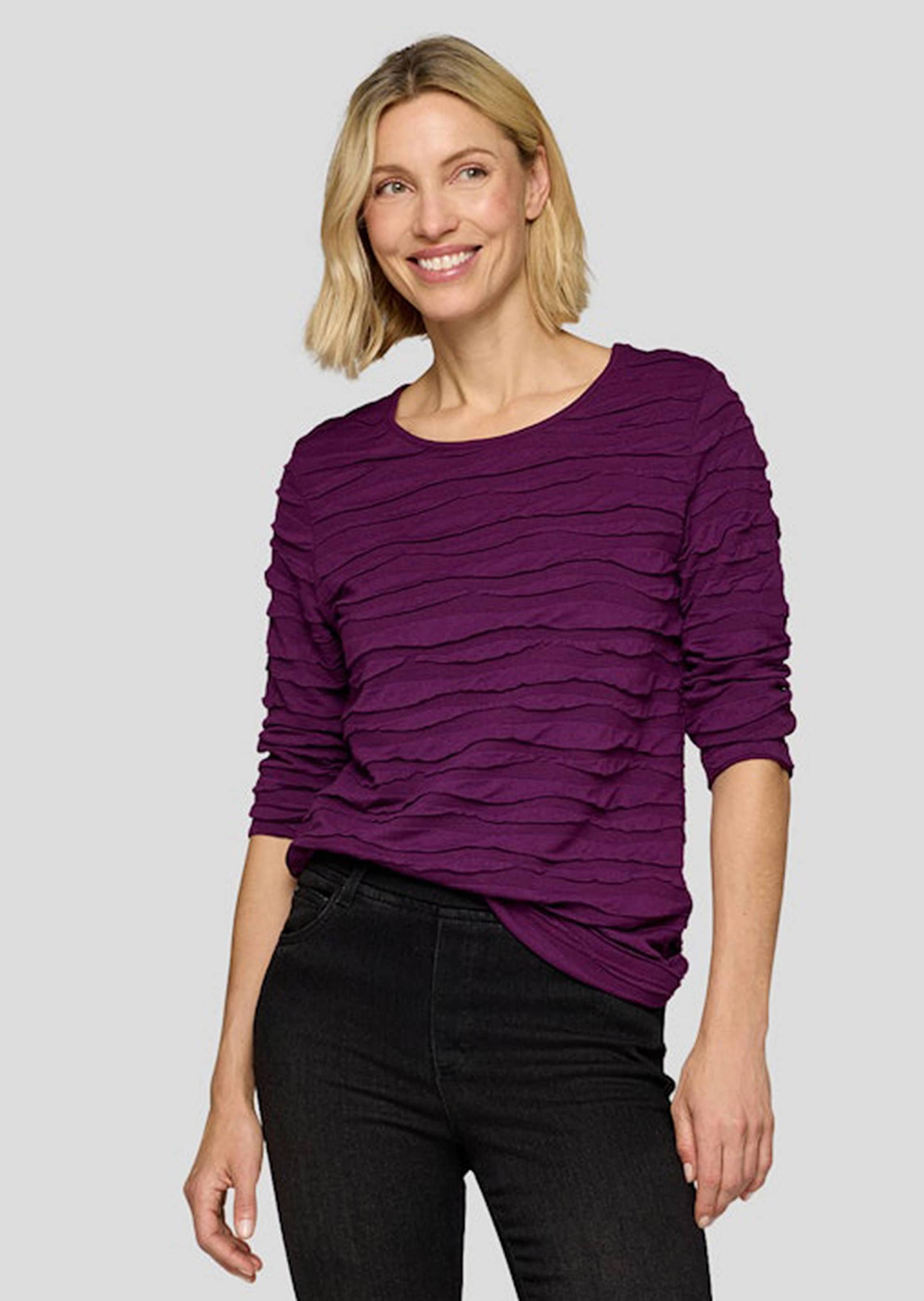 Jersey-Shirt mit Wellenmuster - beere - Gr. 48 von Goldner Fashion von Goldner Fashion