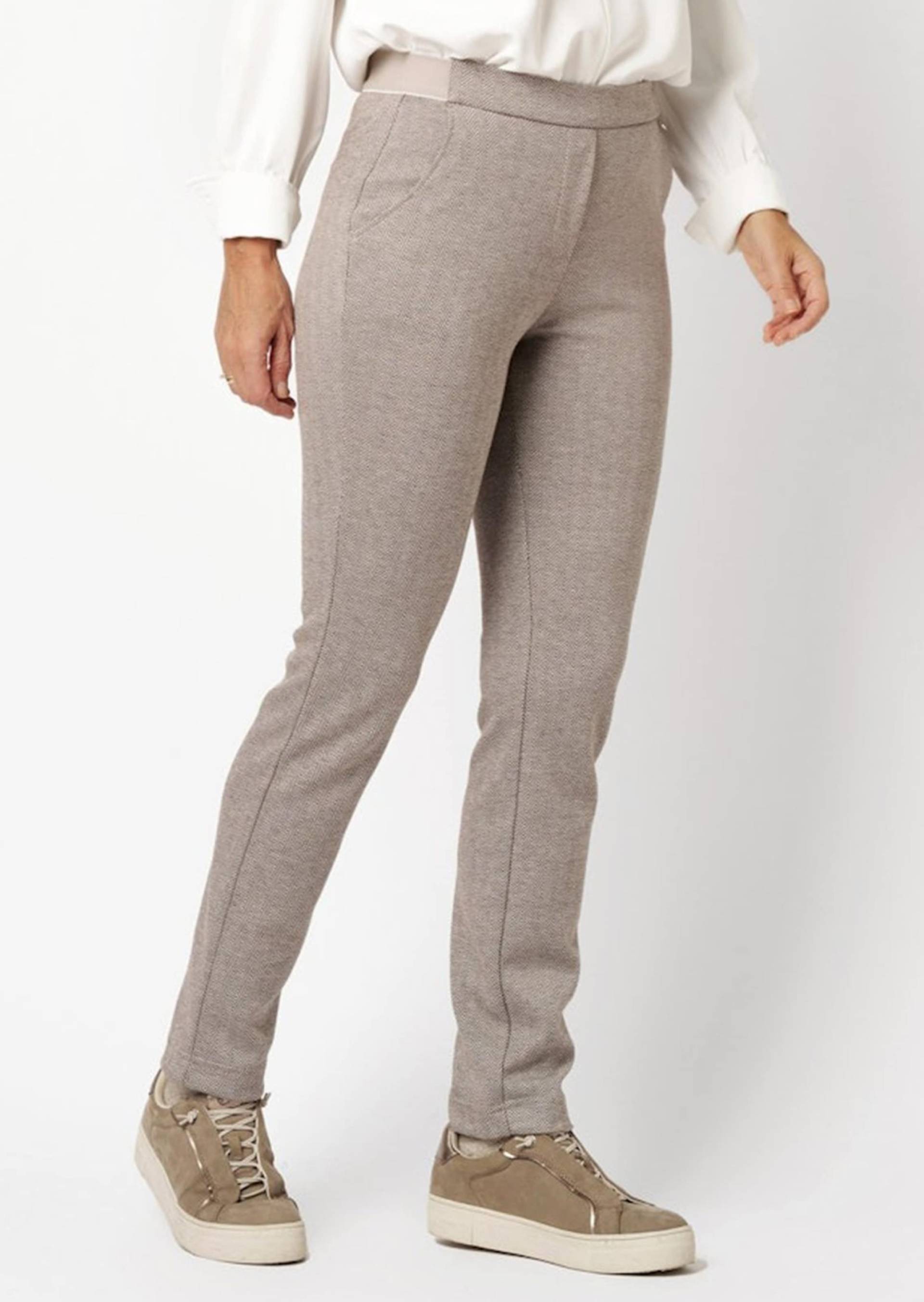 Jerseyhose "Alice New" mit Schlupfbund - beige / gemustert - Gr. 46 von Goldner Fashion von Goldner Fashion