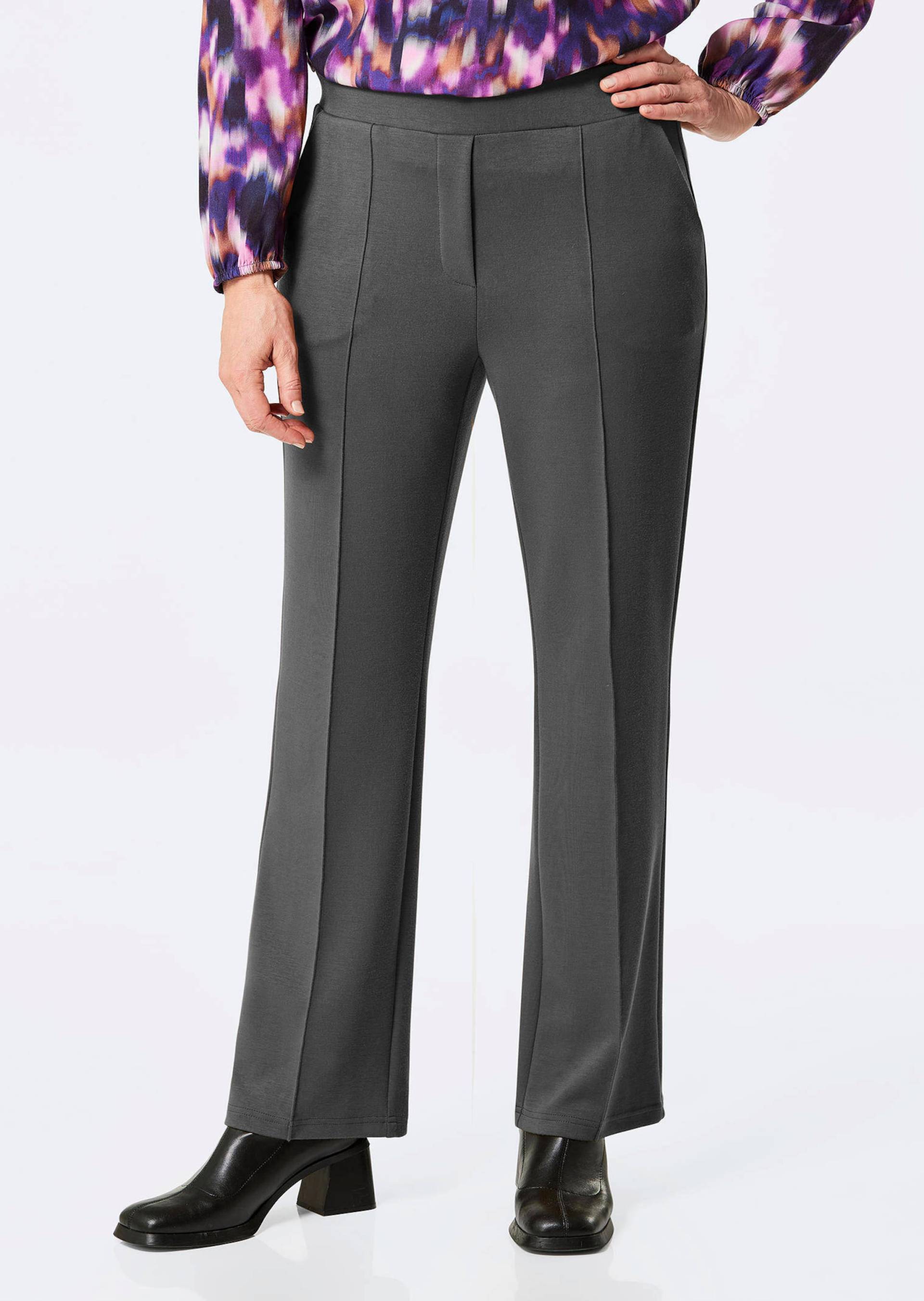 Jerseyhose VERA mit Biesen - grau / melange - Gr. 38 von Goldner Fashion von Goldner Fashion