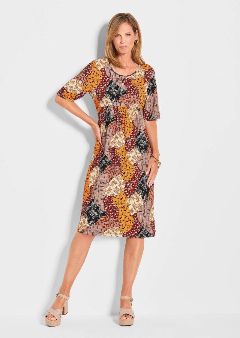 Jerseykleid mit Eingrifftaschen - braun / gemustert - Gr. 50 von Goldner Fashion von Goldner Fashion