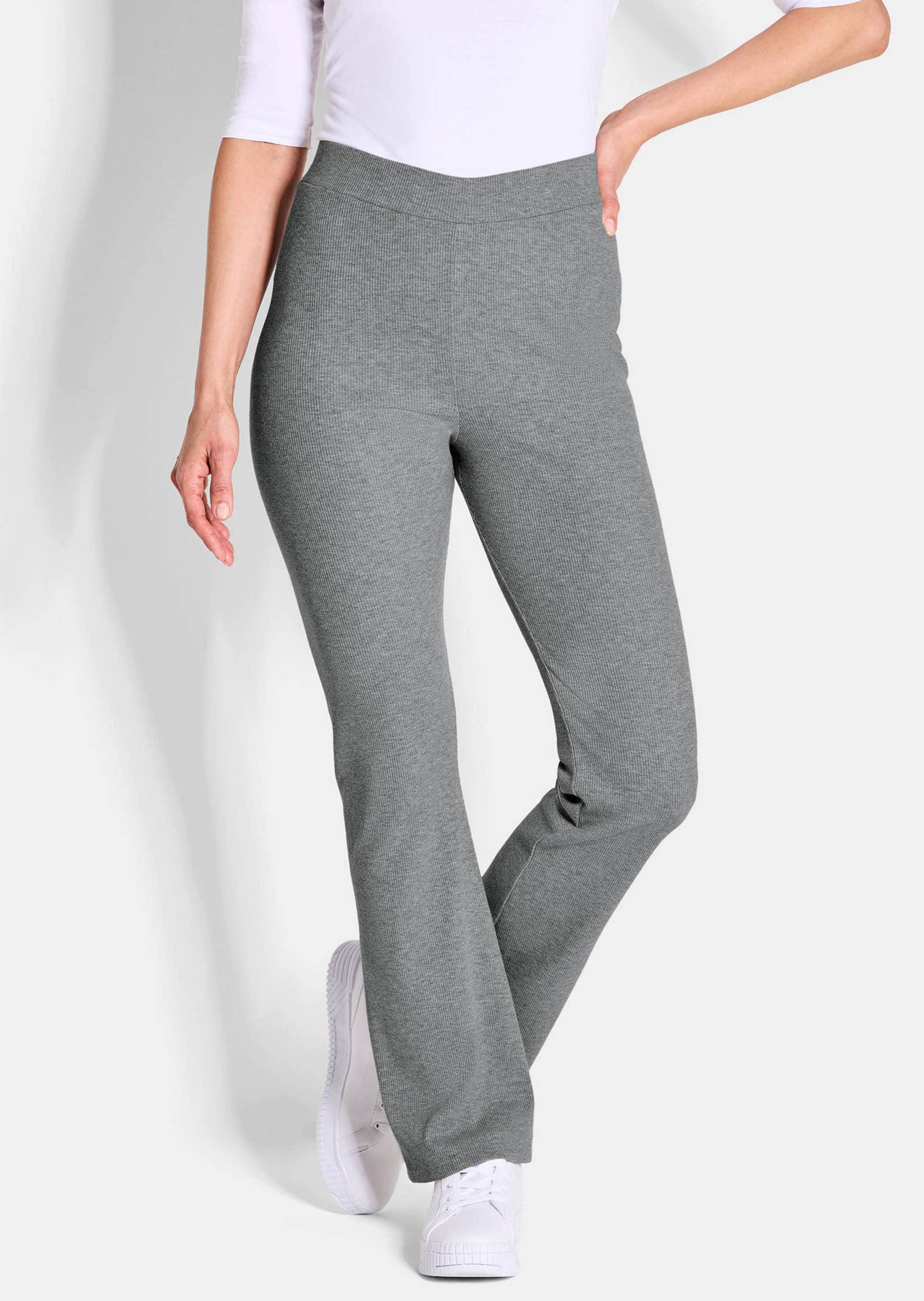 Jogginghose mit geradem Bein im Doppelpack - grau / schwarz - Gr. 46 von Goldner Fashion von Goldner Fashion