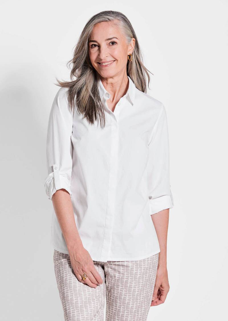 Klassische Bluse mit Krempelfunktion - weiß - Gr. 52 von Goldner Fashion von Goldner Fashion
