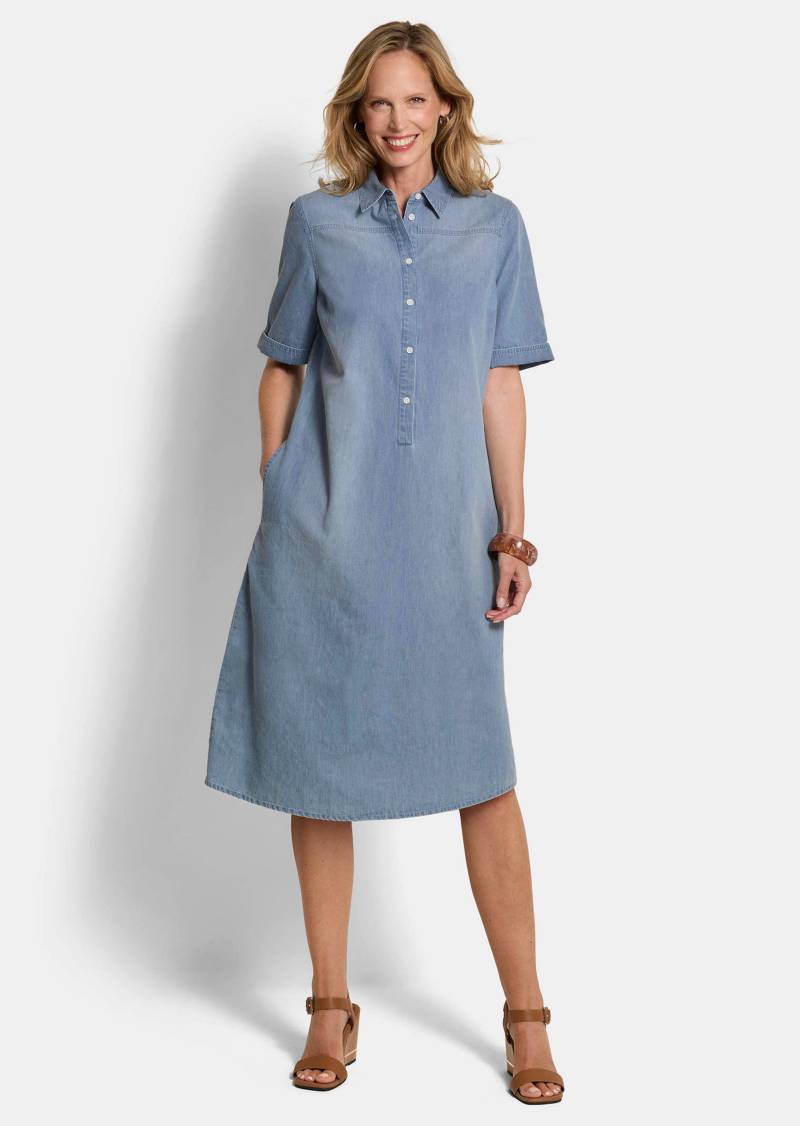 Kleid in Jeans-Optik aus reiner Baumwolle - blau - Gr. 54 von Goldner Fashion von Goldner Fashion