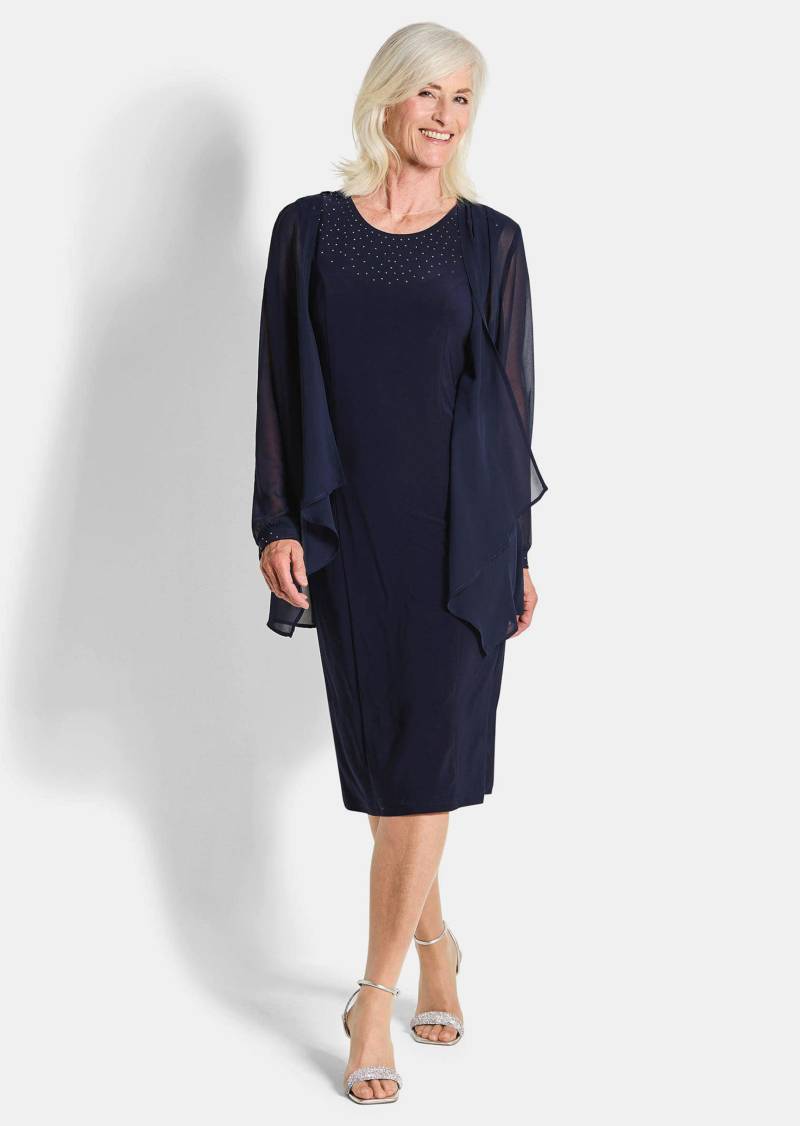 Kleid mit feinem Chiffonjäckchen - marine - Gr. 22 von Goldner Fashion von Goldner Fashion