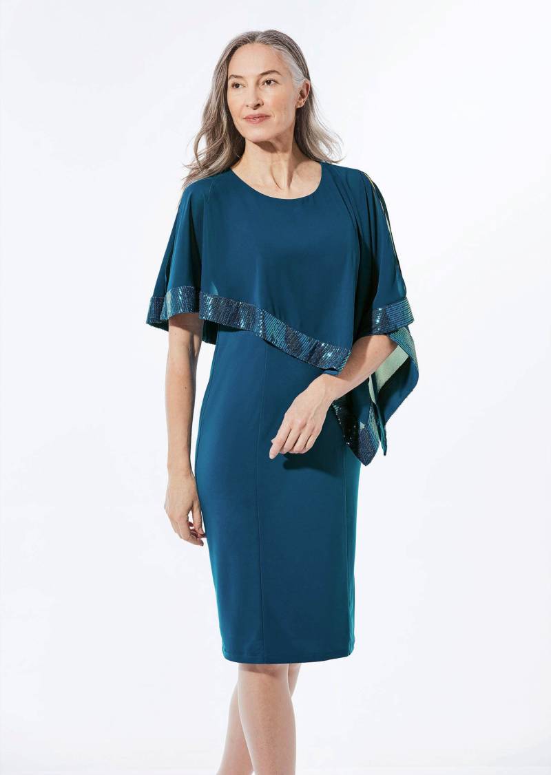 Kleid mit raffiniertem Chiffonüberwurf - blau - Gr. 50 von Goldner Fashion von Goldner Fashion