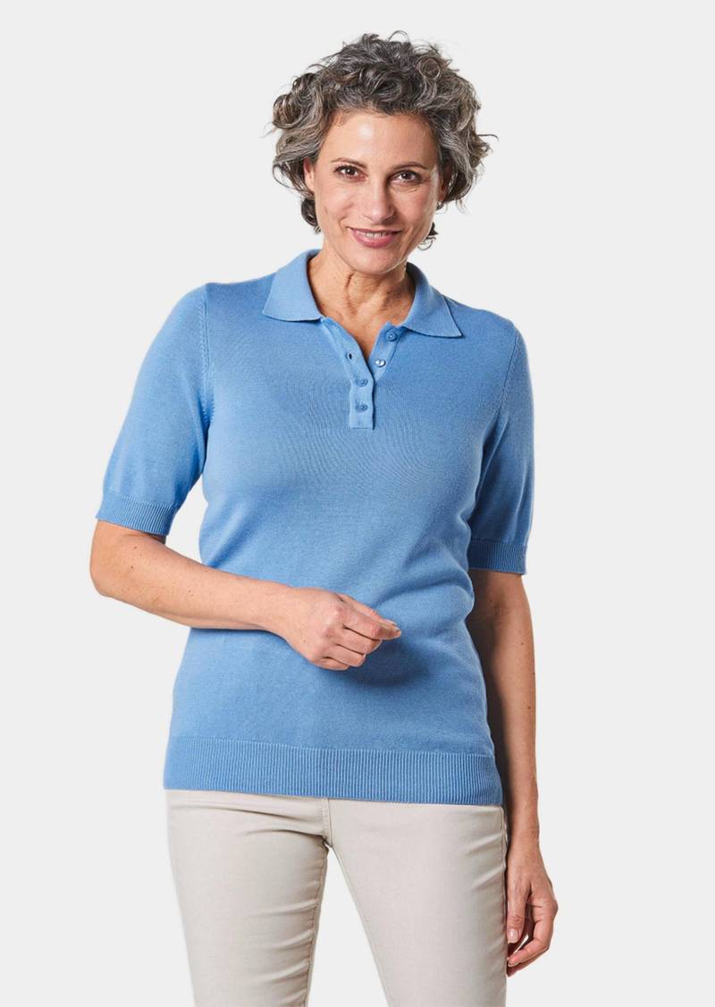 Kurzarm Strickpullover mit adrettem Kragen - blau - Gr. 25 von Goldner Fashion von Goldner Fashion