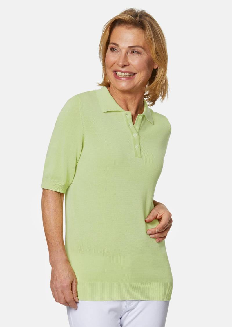Kurzarm Strickpullover mit adrettem Kragen - hellgrün - Gr. 54 von Goldner Fashion von Goldner Fashion