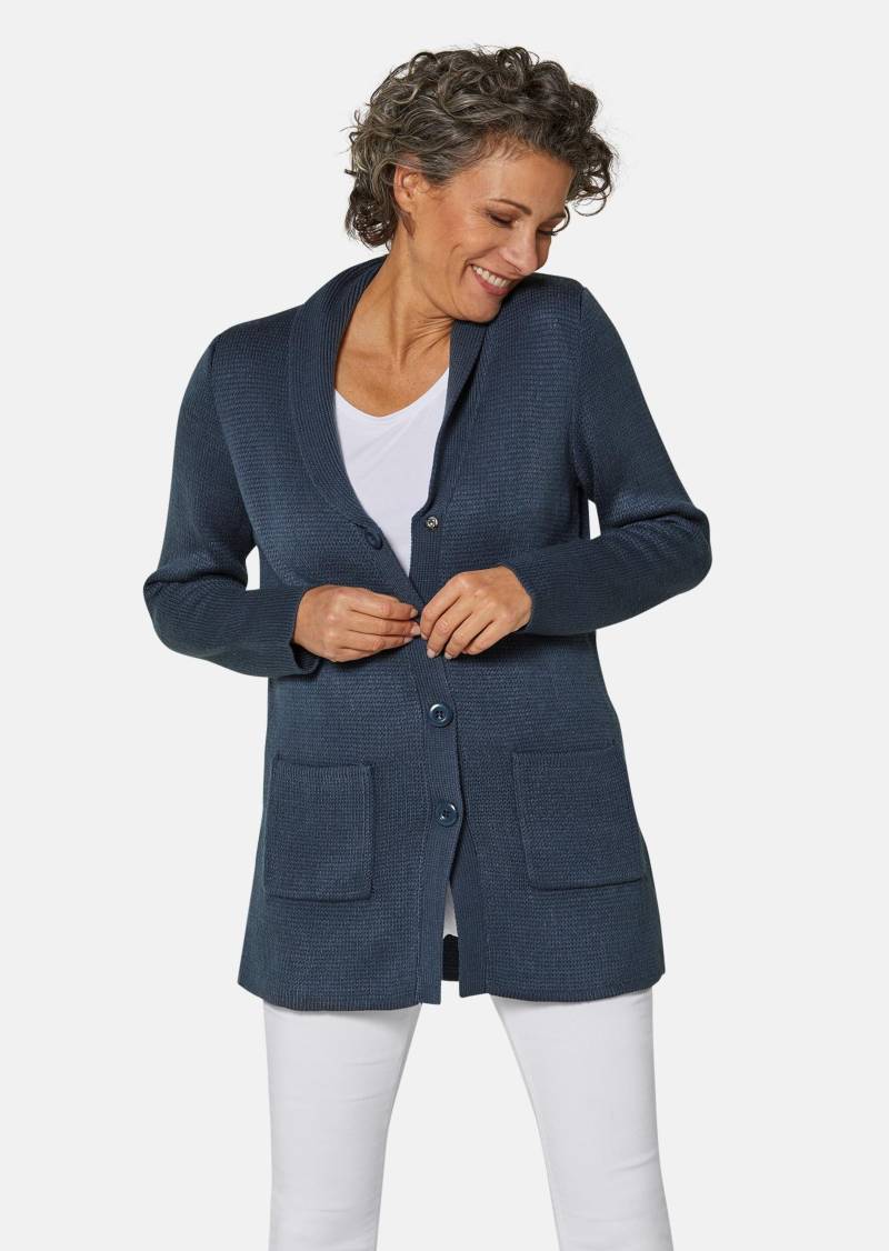 Kuschelweiche Strickjacke in kaschierender Länge - blau - Gr. 22 von Goldner Fashion von Goldner Fashion