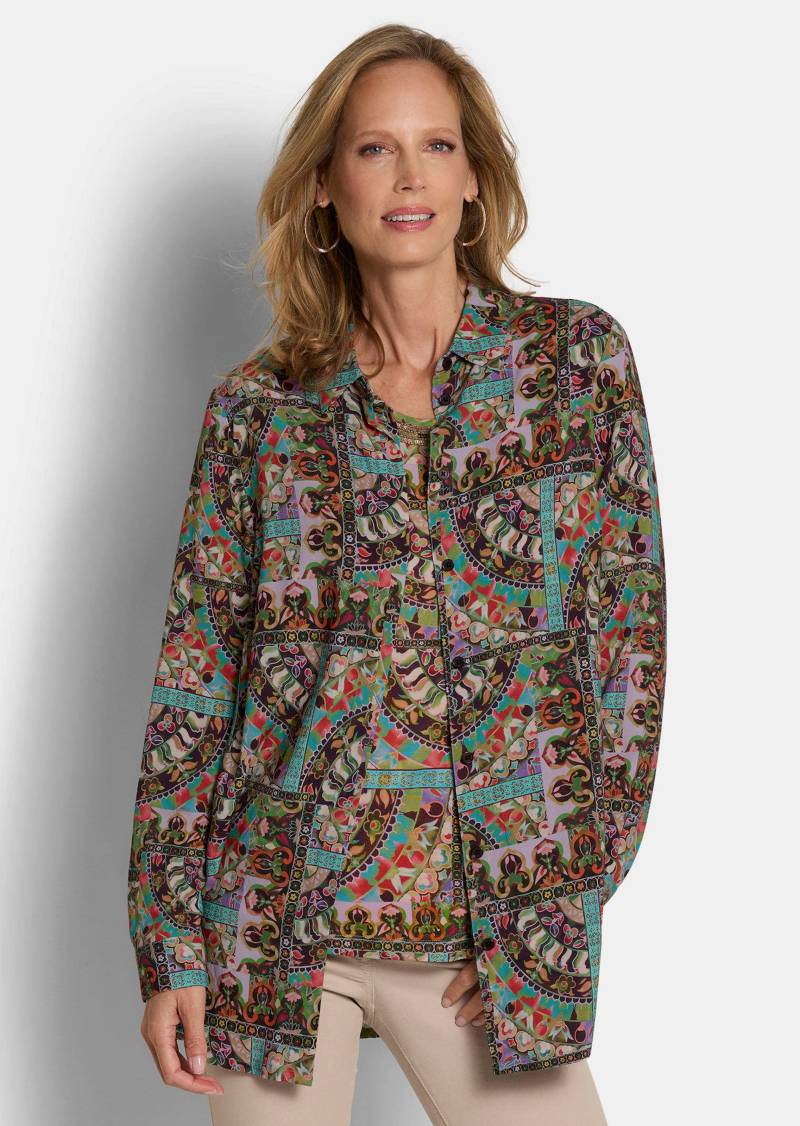Länger geschnittene Bluse aus reiner Viskose - bunt / gemustert - Gr. 54 von Goldner Fashion von Goldner Fashion