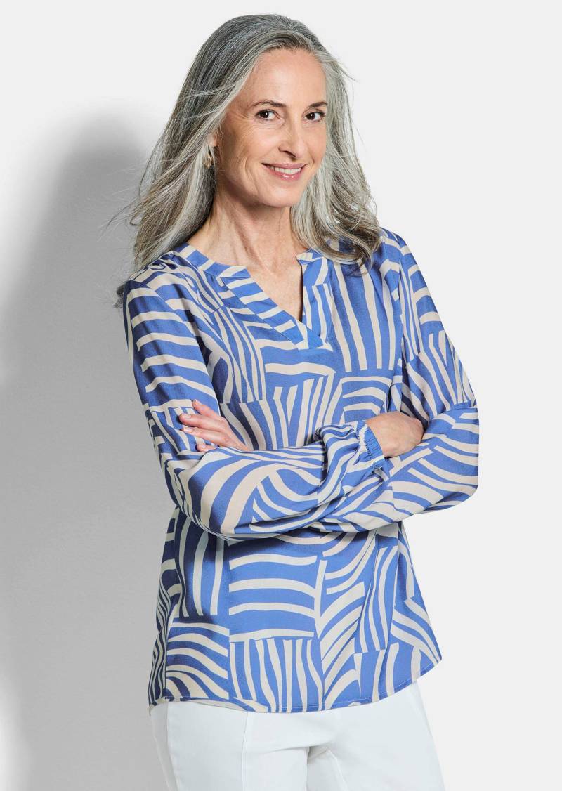 Leichte Bluse aus reiner Viskose - blau / gemustert - Gr. 46 von Goldner Fashion von Goldner Fashion