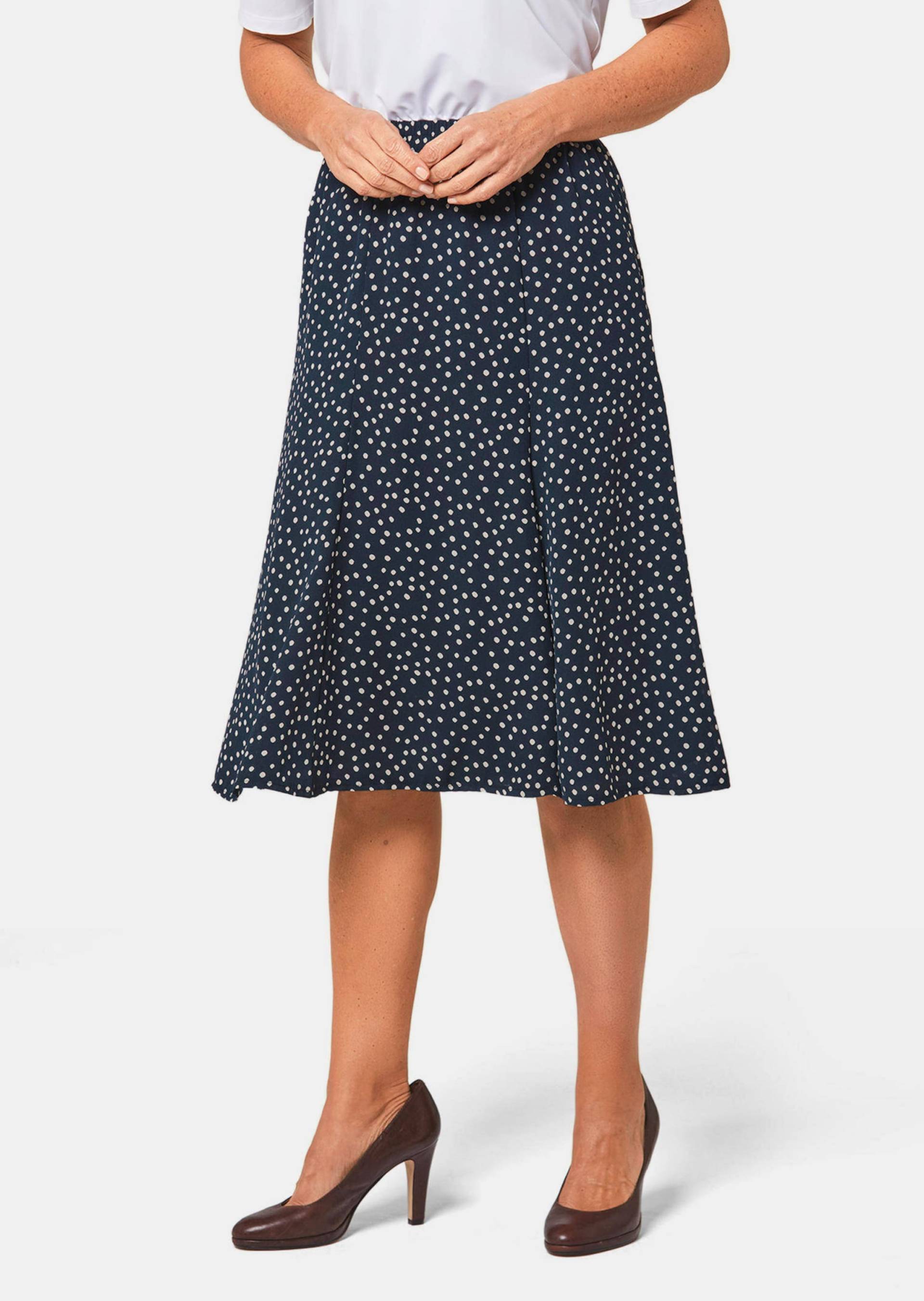 Leichter Midi-Rock mit Rundumgummizug - marine / beige / gemustert - Gr. 38 von Goldner Fashion von Goldner Fashion