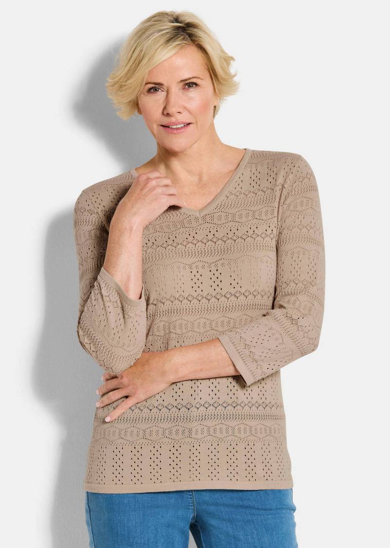 Leichter Strickpullover mit Ajourmuster - beige - Gr. 20 von Goldner Fashion von Goldner Fashion
