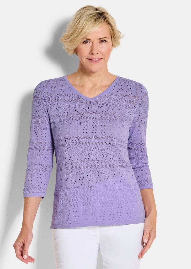 Leichter Strickpullover mit Ajourmuster - flieder - Gr. 38 von Goldner Fashion von Goldner Fashion