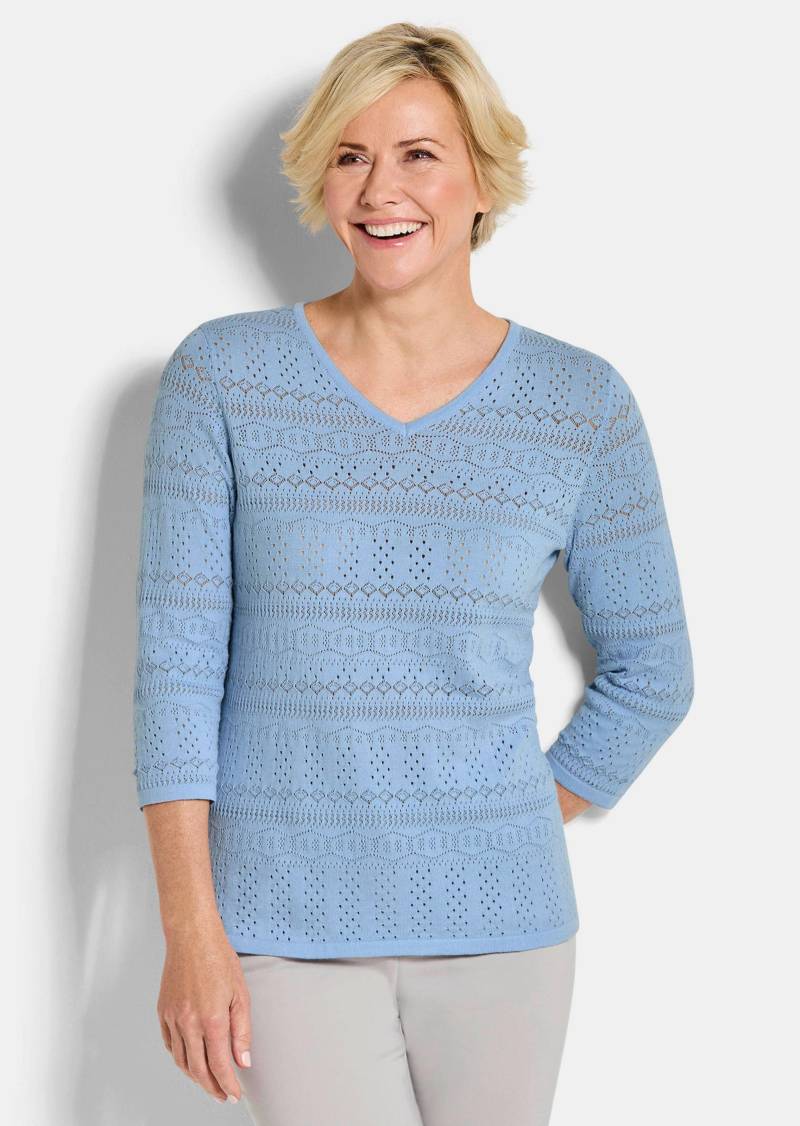 Leichter Strickpullover mit Ajourmuster - hellblau - Gr. 25 von Goldner Fashion von Goldner Fashion