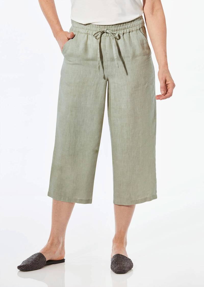 Leinenhose VERA mit weitem Bein - graugrün - Gr. 42 von Goldner Fashion von Goldner Fashion