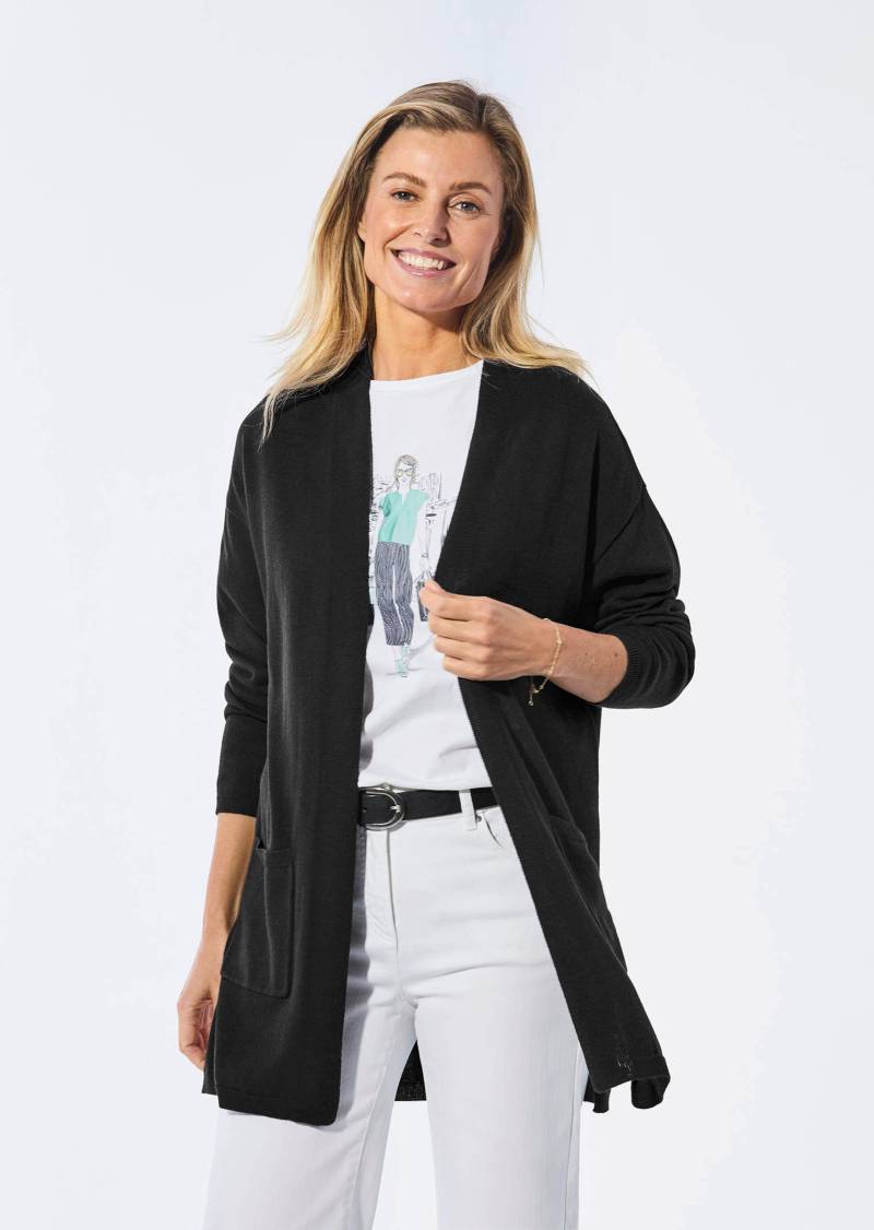 Longstrickjacke mit aufgesetzten Taschen - schwarz - Gr. 21 von Goldner Fashion von Goldner Fashion