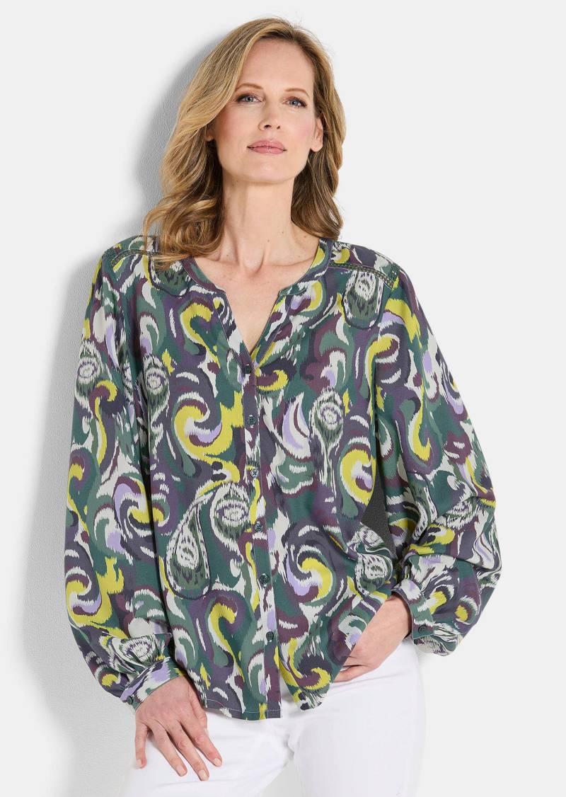 Luftige Bluse mit weiten Ärmeln - grün / gemustert - Gr. 40 von Goldner Fashion von Goldner Fashion