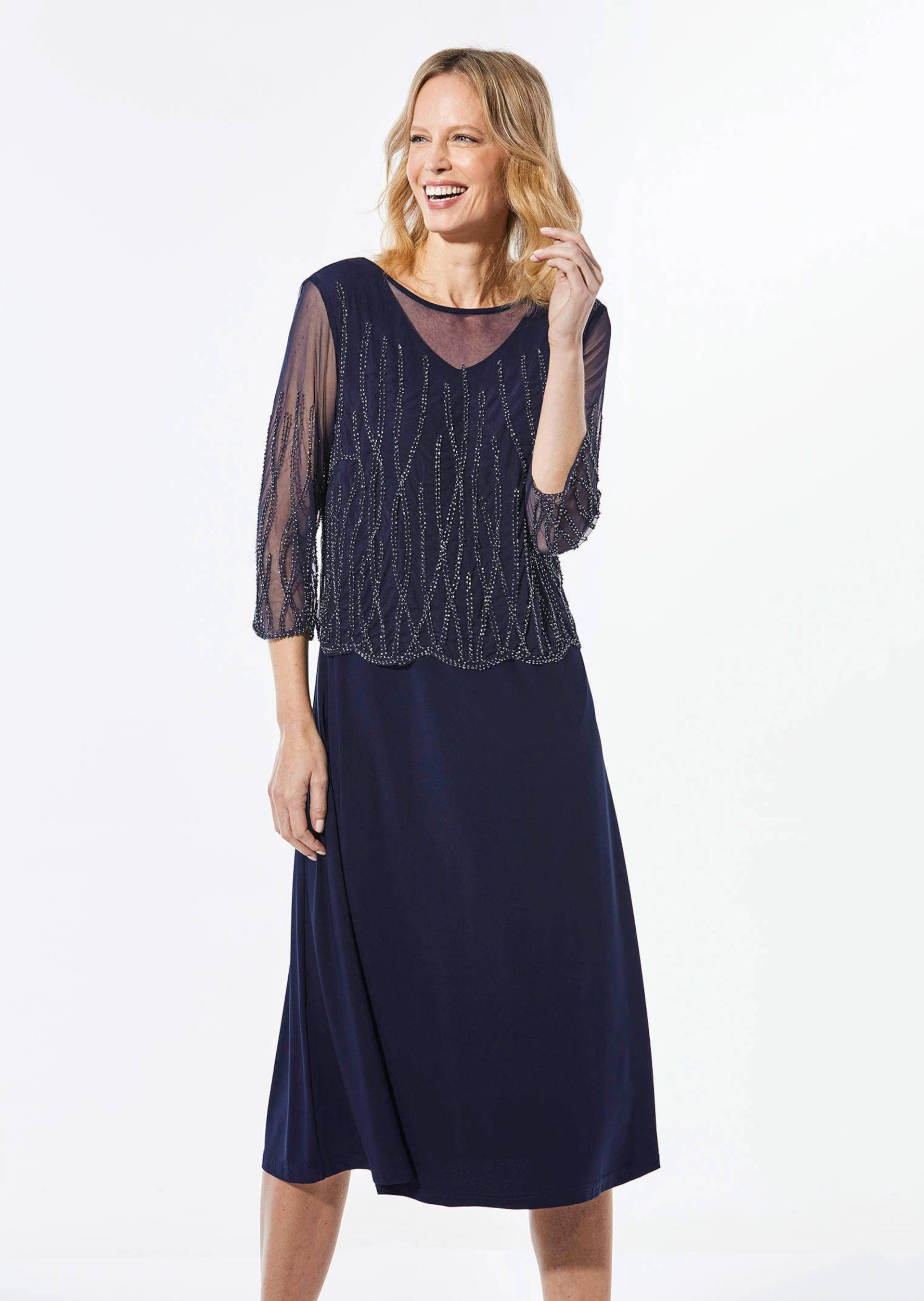 Mit Perlen besetztes Kleid - marine - Gr. 48 von Goldner Fashion von Goldner Fashion