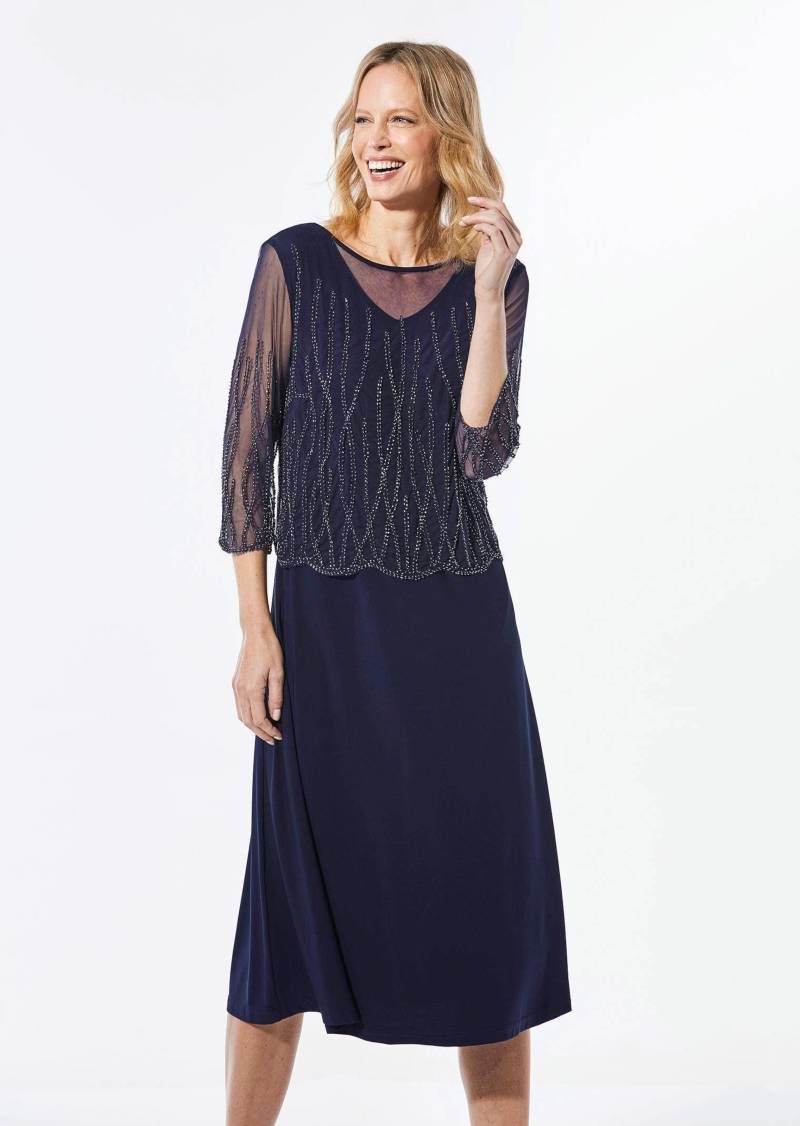 Mit Perlen besetztes Kleid - marine - Gr. 48 von Goldner Fashion von Goldner Fashion