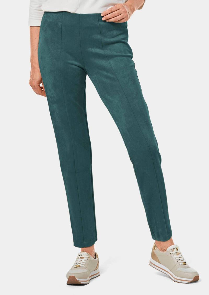 Moderne Leggings in trendigem Velourslederimitat - smaragd - Gr. 27 von Goldner Fashion von Goldner Fashion