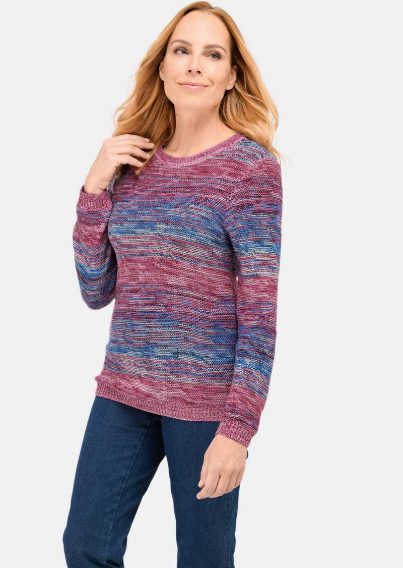 Multicolor-Pullover mit erfrischendem Farbverlauf - rot / hellblau / gemustert - Gr. 48 von Goldner Fashion von Goldner Fashion