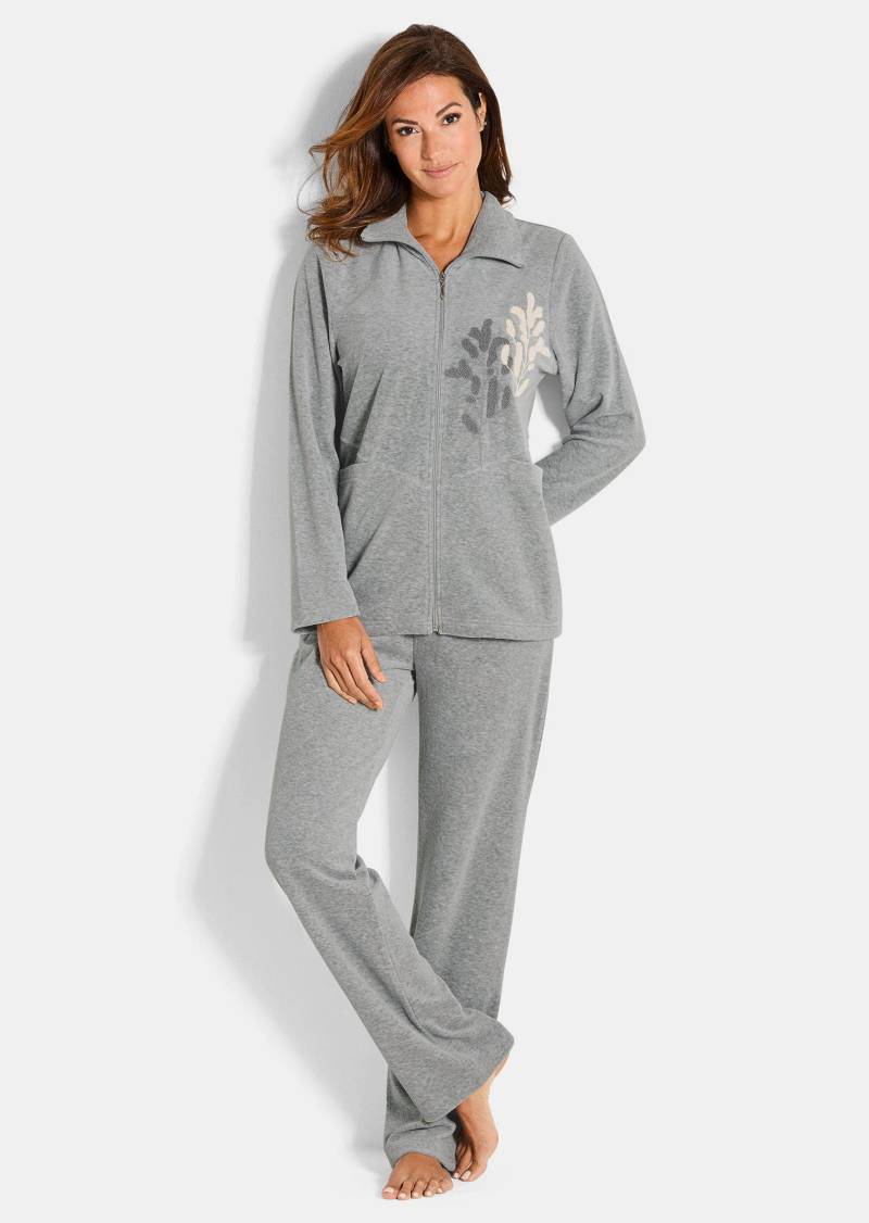 Nicki-Hausanzug mit modischer Stickerei - grau - Gr. 25 von Goldner Fashion von Goldner Fashion