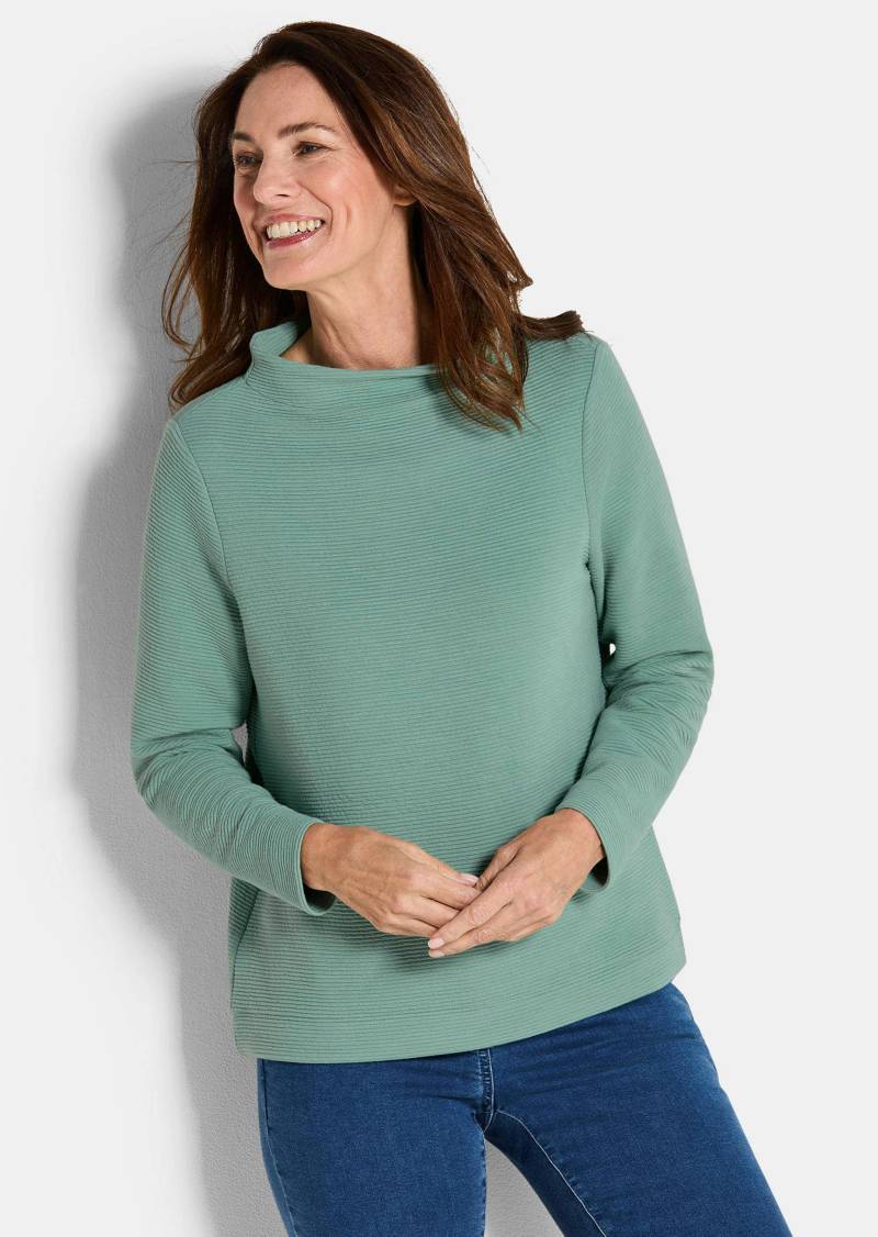 Ottoman-Sweatshirt mit Turtleneck - graugrün - Gr. 44 von Goldner Fashion von Goldner Fashion