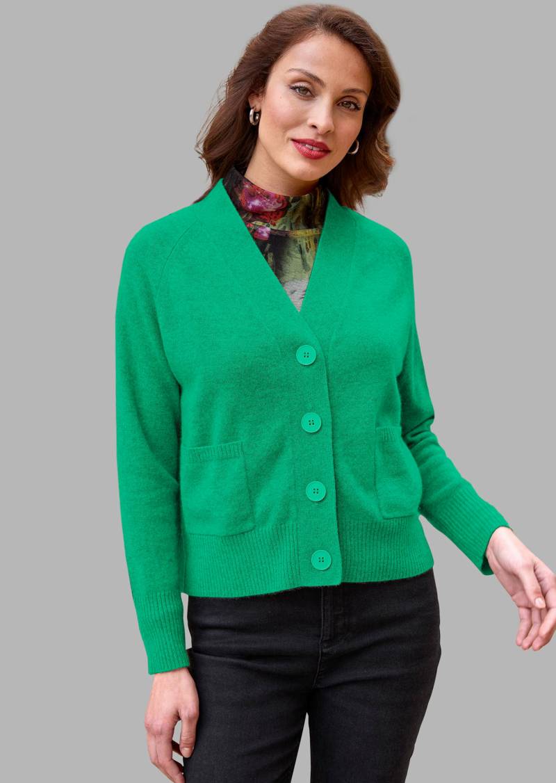 Oversize-Strickjacke aus Kaschmir - grün - Gr. 40 von Goldner Fashion von Goldner Fashion