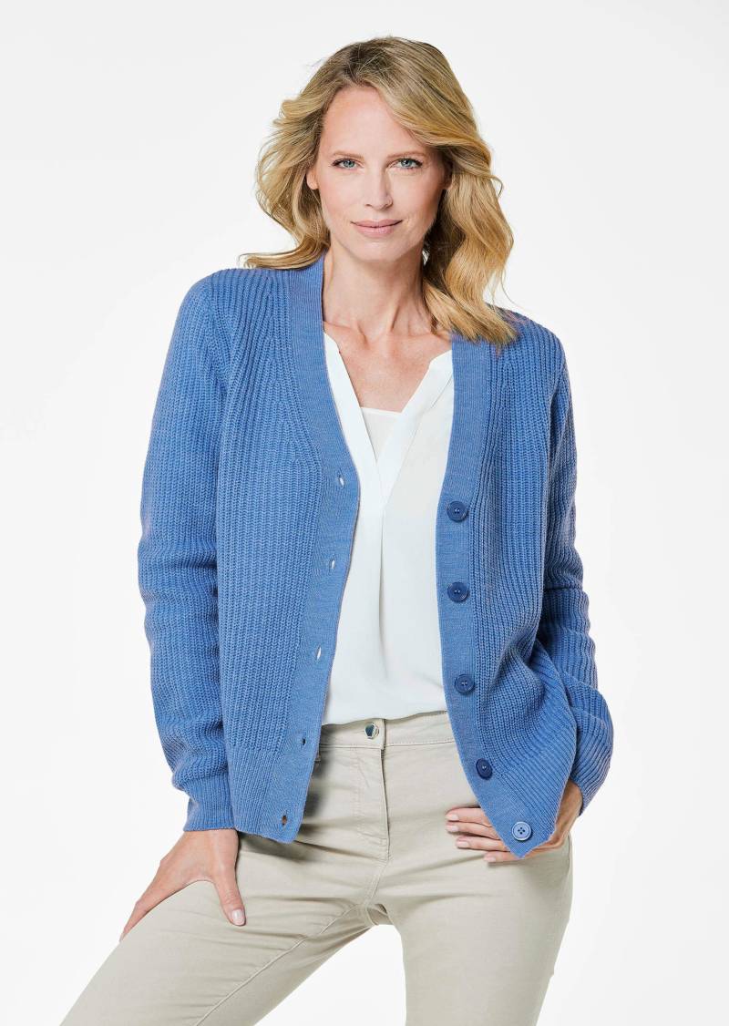 Pflegeleichte Strickjacke in hochwertiger Rippenstruktur - blau - Gr. 25 von Goldner Fashion von Goldner Fashion