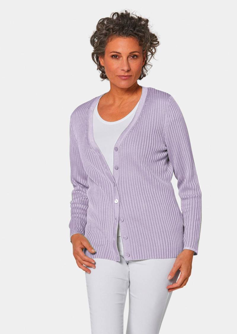 Pflegeleichte Strickjacke in hochwertiger Rippenstruktur - flieder - Gr. 19 von Goldner Fashion von Goldner Fashion