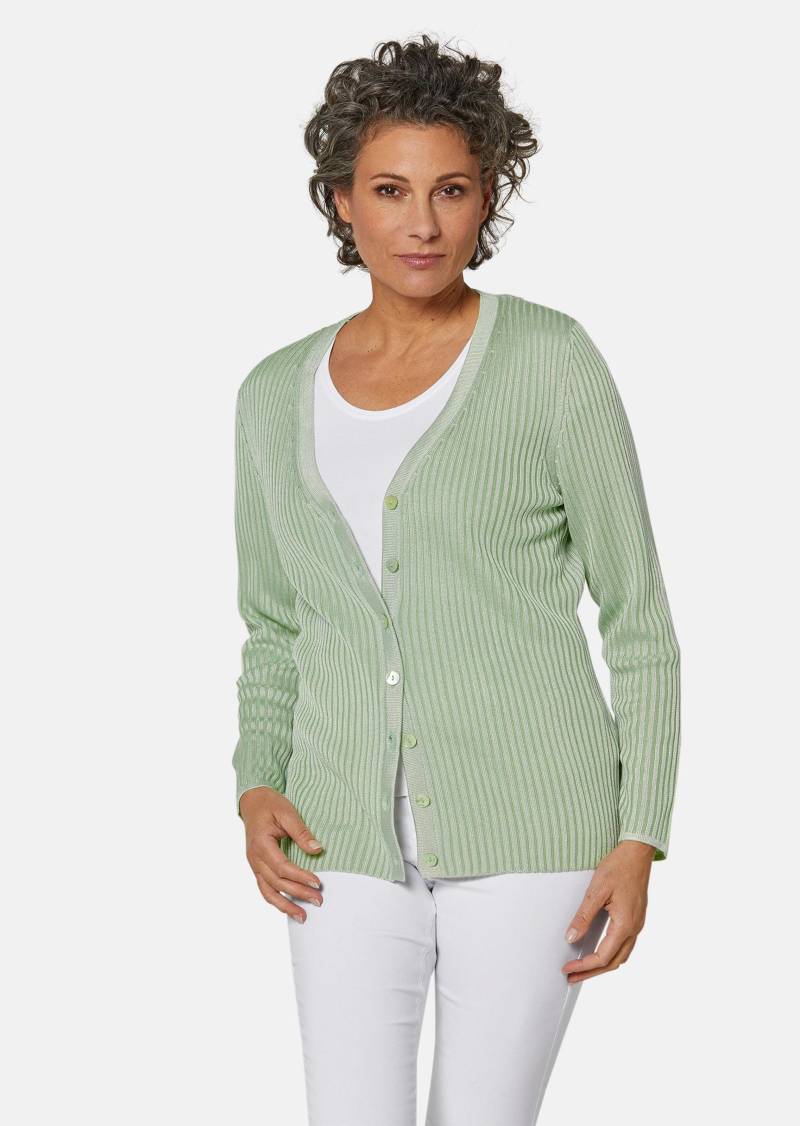 Pflegeleichte Strickjacke in hochwertiger Rippenstruktur - salbei - Gr. 44 von Goldner Fashion von Goldner Fashion