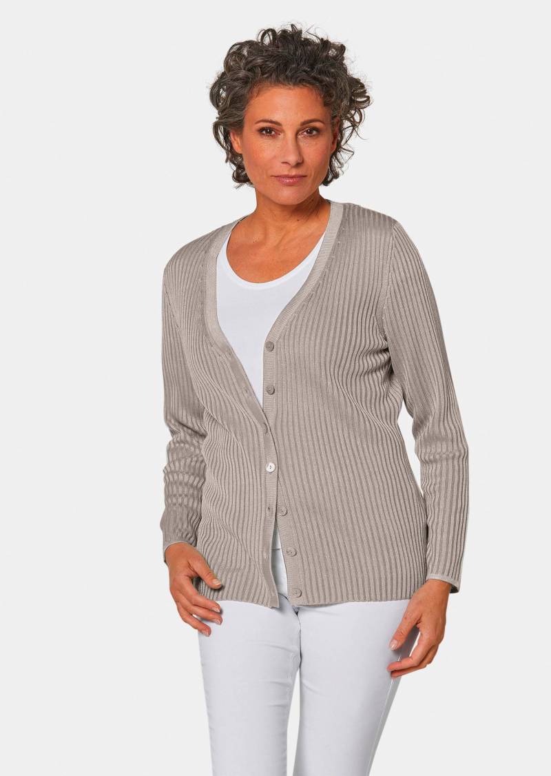 Pflegeleichte Strickjacke in hochwertiger Rippenstruktur - taupe - Gr. 25 von Goldner Fashion von Goldner Fashion