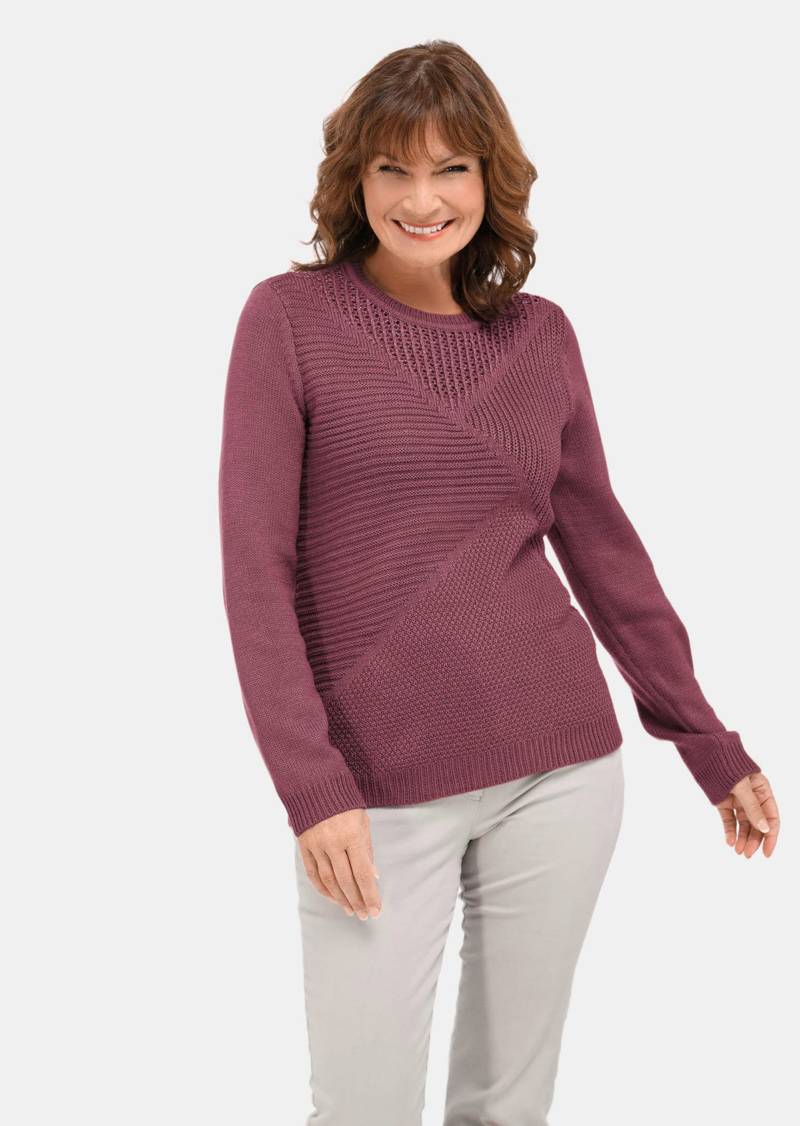 Pflegeleichter Pullover in hochwertiger Rippenstruktur - beere - Gr. 38 von Goldner Fashion von Goldner Fashion